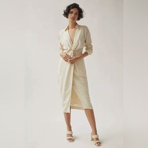 By Anthropologie V-Neck Knot‎ Front Midi Dress Size 14